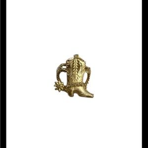 Vintage Gold Toned Cowboy Boot & Lasso Scarf Slide